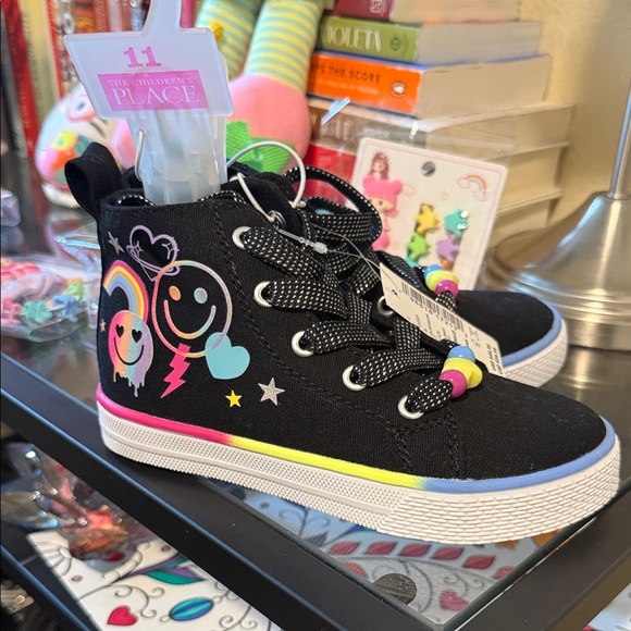 The Children's Place Other - The Children's Place Black Sneakers with Rainbow Accents